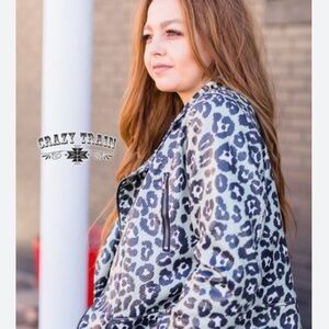 Crazy Train | Women’s Leopard Print Rocker Style Studded Jacket | M
